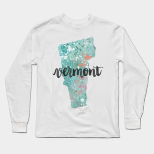 vermont - calligraphy and abstract state outline Long Sleeve T-Shirt